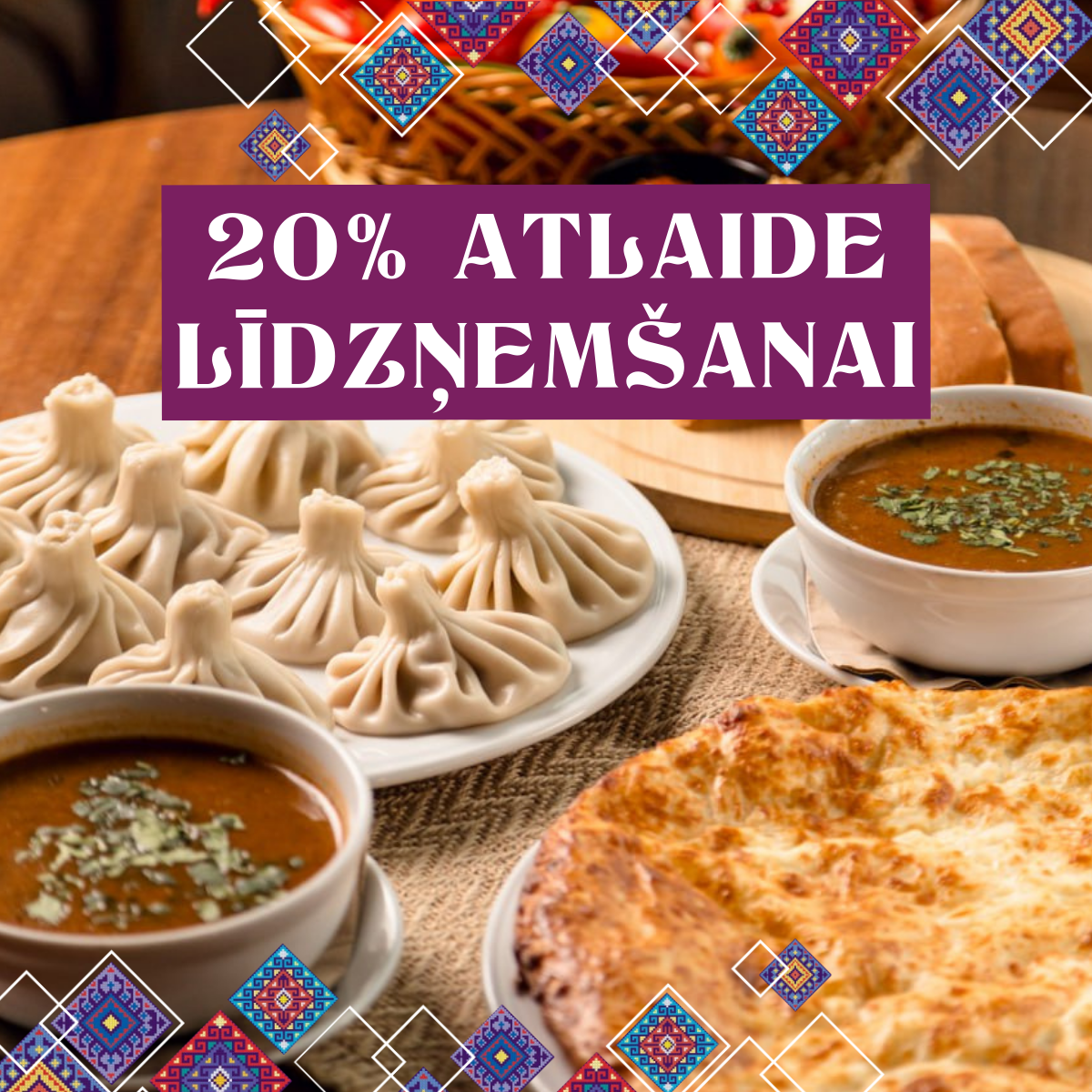 Baneris ar akciju 20% atlaide līdzņemšanai